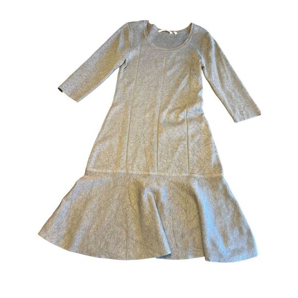Soft Surroundings Raffinato Gray Sweater Flare Dress medium 3/4 sleeve - Picture 4 of 9